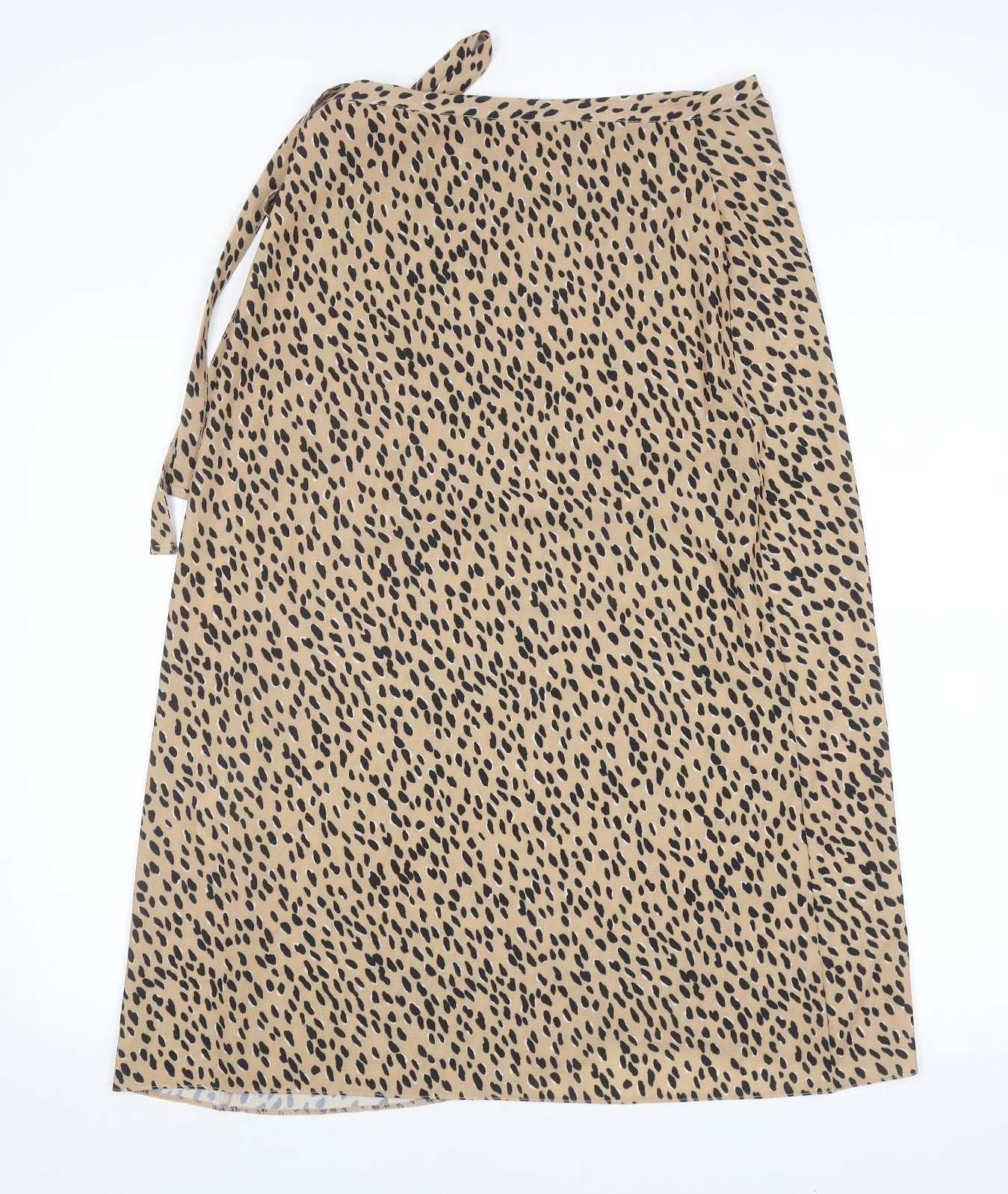 New Look Womens Brown Animal Print Polyester Wrap Skirt Size 12 Tie - Leopard Print