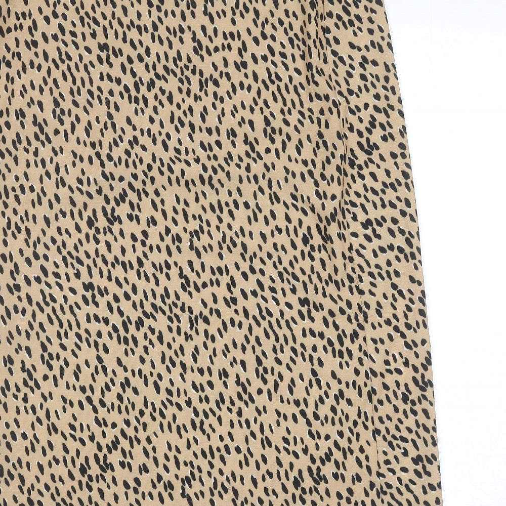 New Look Womens Brown Animal Print Polyester Wrap Skirt Size 12 Tie - Leopard Print