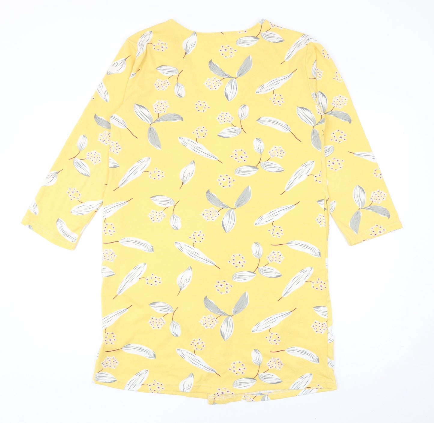 SheIn Womens Yellow Floral Polyester Kimono Blouse Size L V-Neck