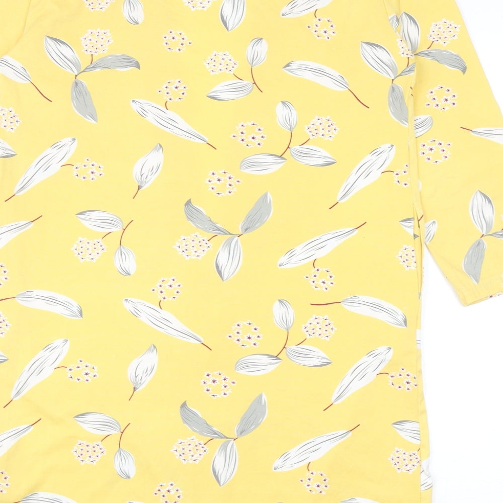 SheIn Womens Yellow Floral Polyester Kimono Blouse Size L V-Neck