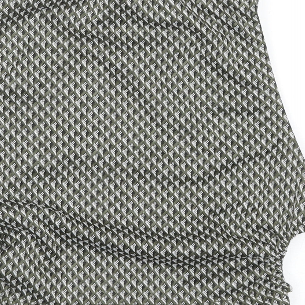 Pull&Bear Womens Green Geometric Polyester Cropped Tank Size M Round Neck
