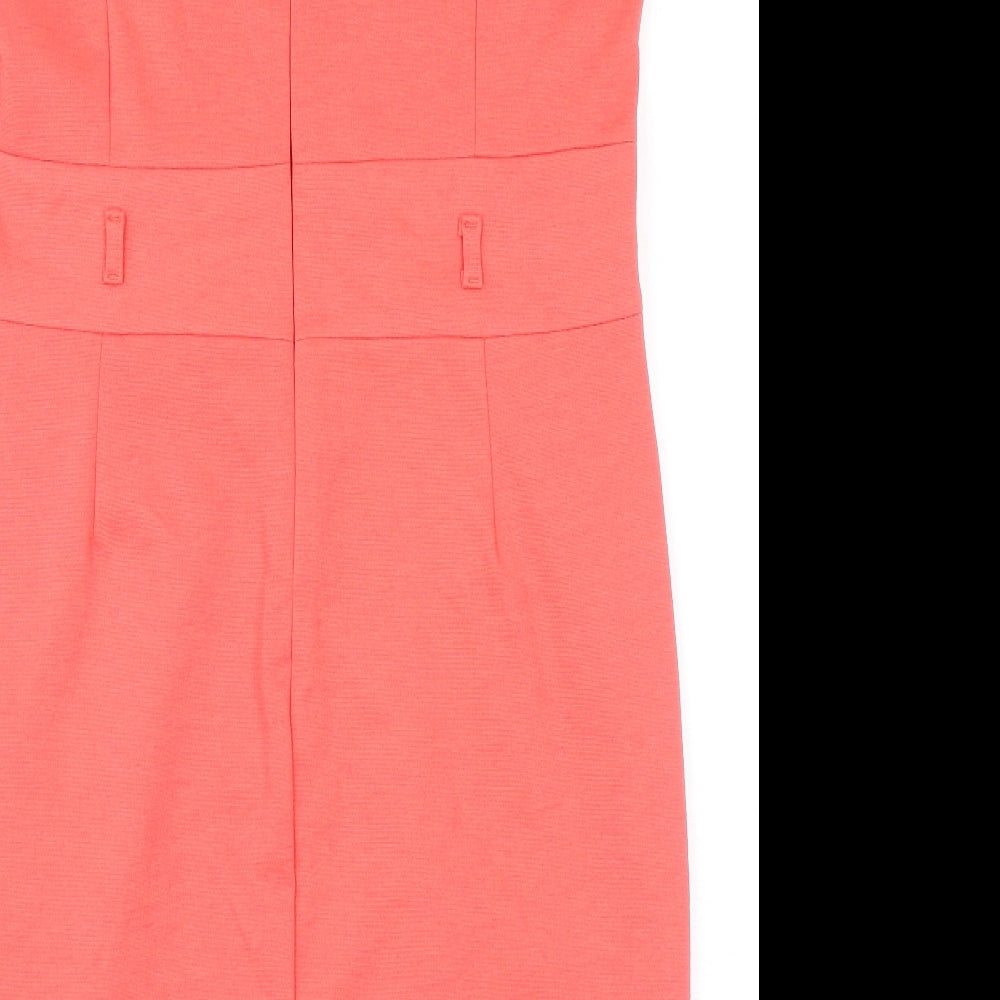 NEXT Womens Pink Polyester A-Line Size 16 V-Neck Zip