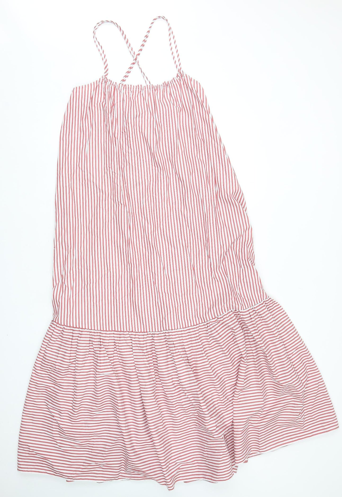 Zara Womens Multicoloured Striped Cotton Tank Dress Size S Scoop Neck Pullover