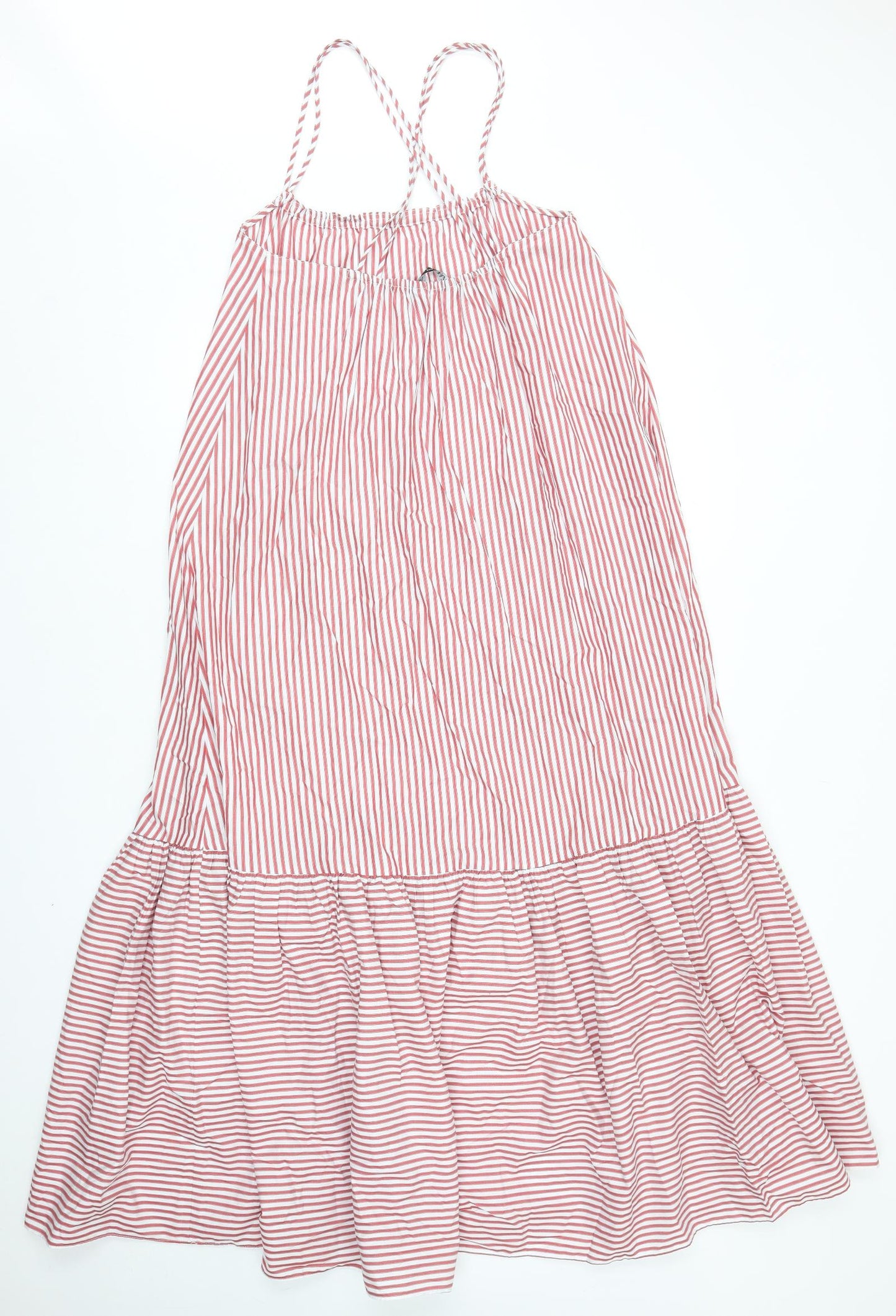 Zara Womens Multicoloured Striped Cotton Tank Dress Size S Scoop Neck Pullover