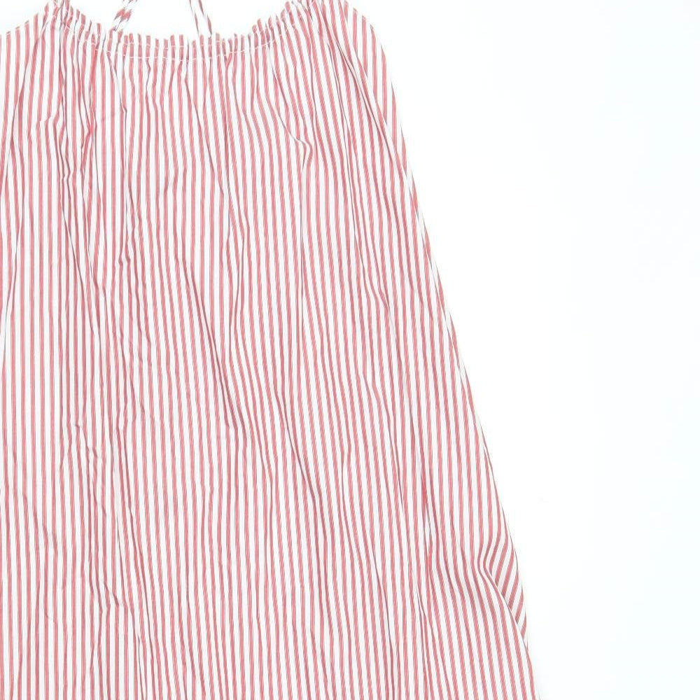 Zara Womens Multicoloured Striped Cotton Tank Dress Size S Scoop Neck Pullover