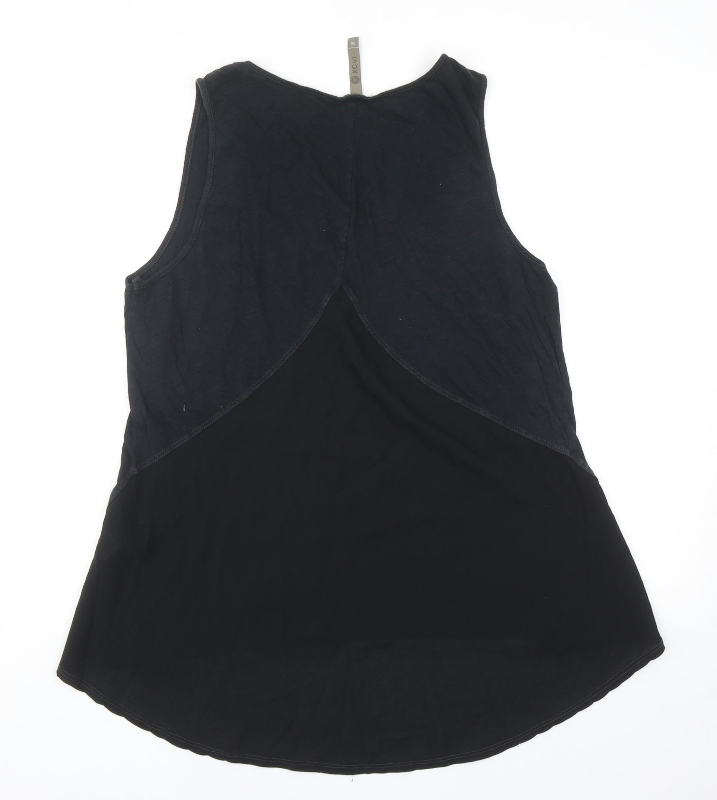 XCVI Womens Grey Colourblock Cotton Basic Tank Size M Scoop Neck