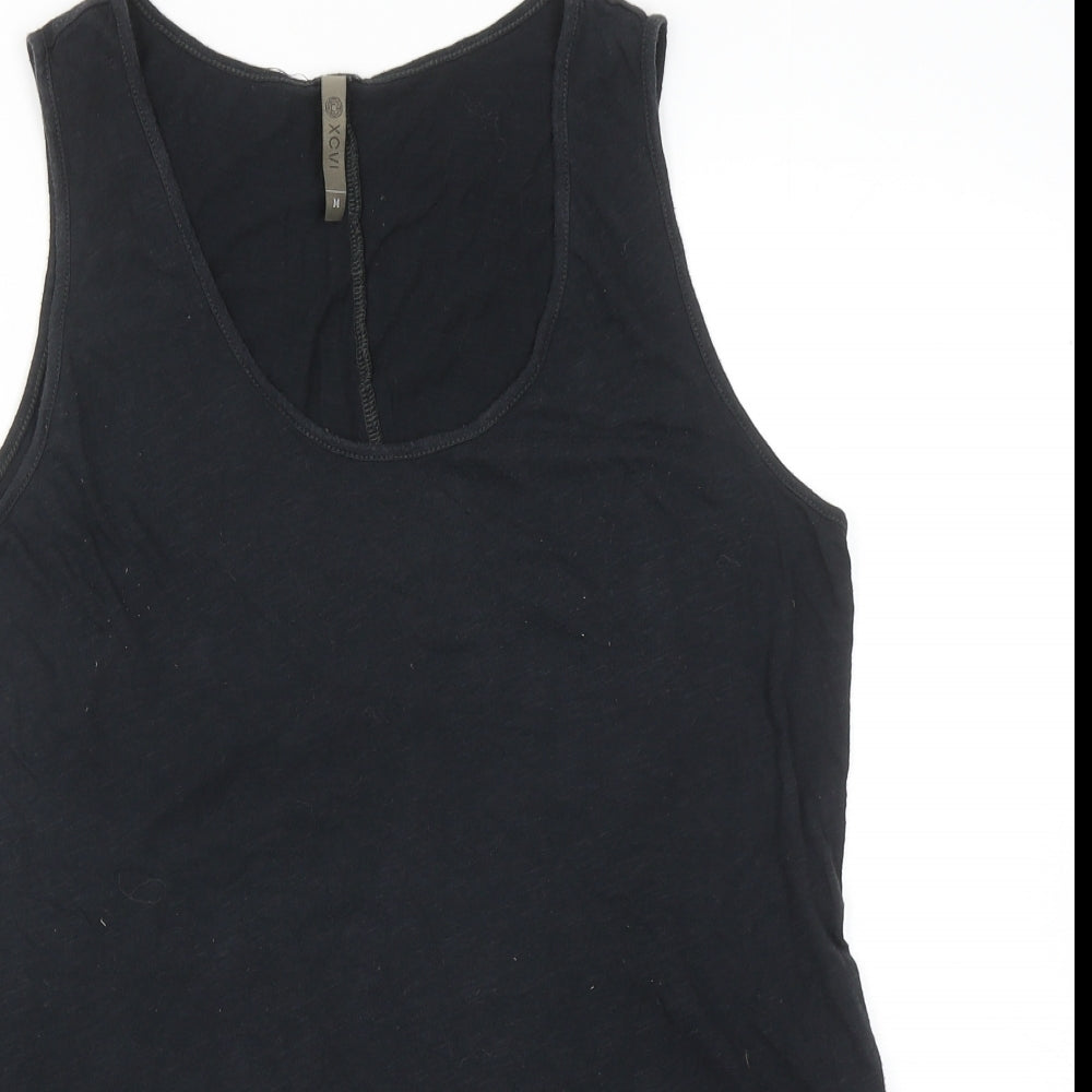 XCVI Womens Grey Colourblock Cotton Basic Tank Size M Scoop Neck