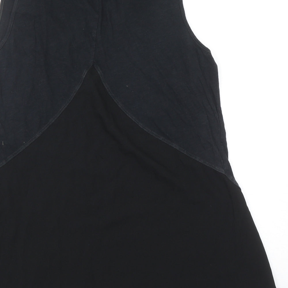 XCVI Womens Grey Colourblock Cotton Basic Tank Size M Scoop Neck