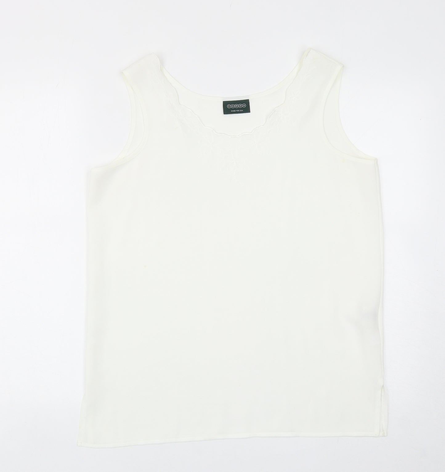 C&A Womens White Polyester Basic Blouse Size 16 Scoop Neck