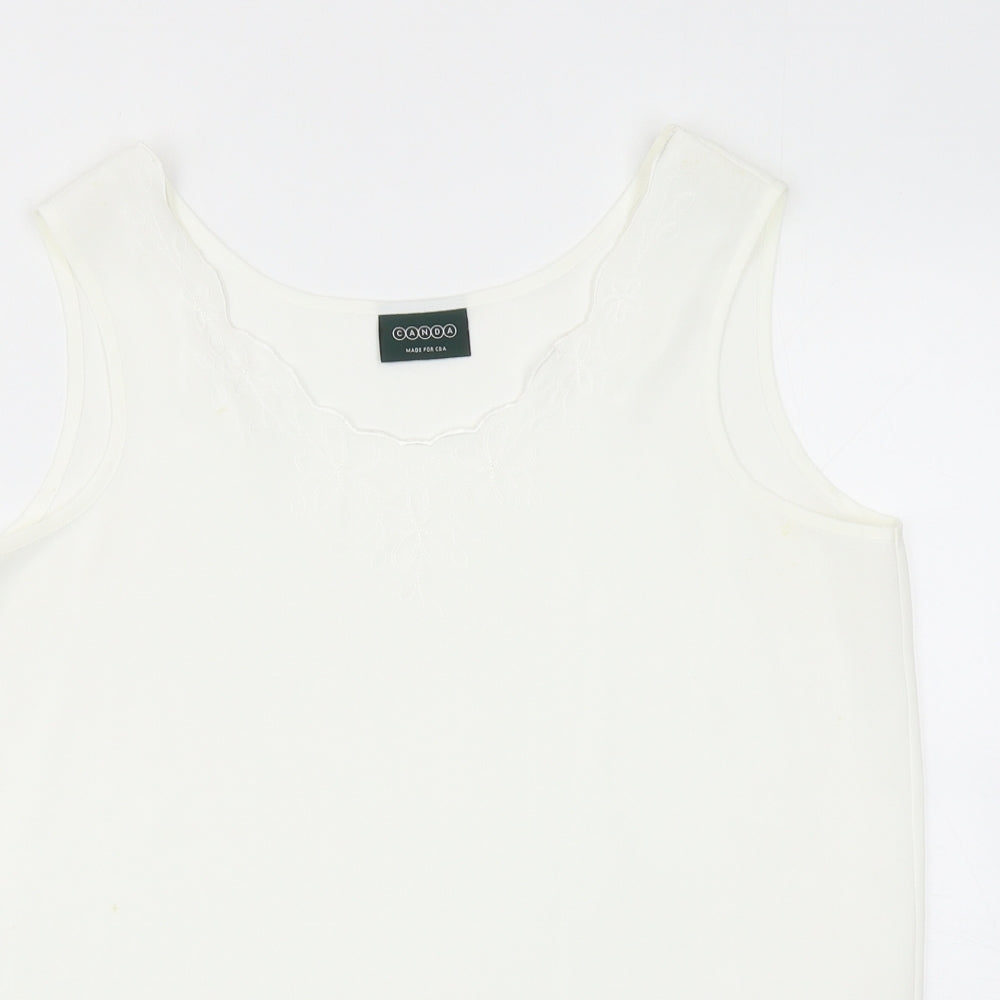 C&A Womens White Polyester Basic Blouse Size 16 Scoop Neck
