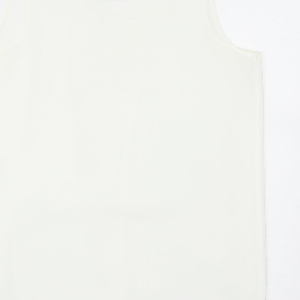C&A Womens White Polyester Basic Blouse Size 16 Scoop Neck
