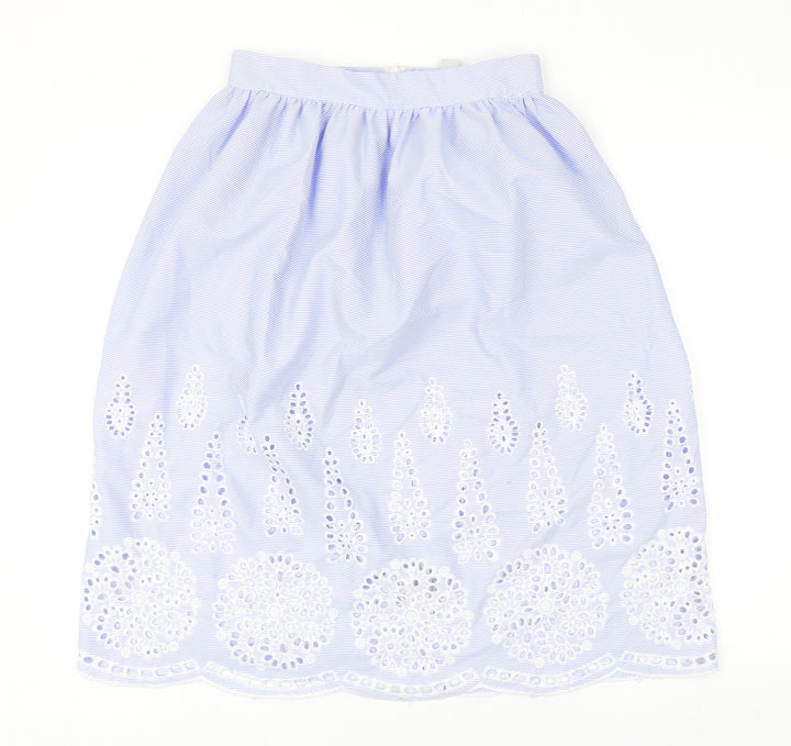 H&M Womens Blue Polyester A-Line Skirt Size 8 Zip