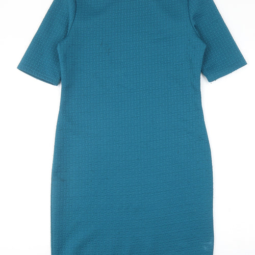 Forever Womens Blue Polyester Shift Size M Round Neck Pullover
