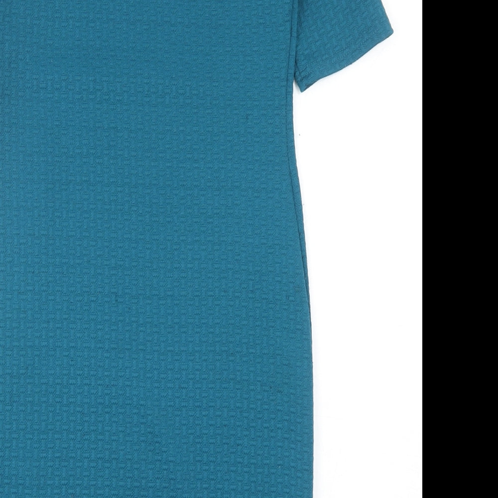 Forever Womens Blue Polyester Shift Size M Round Neck Pullover