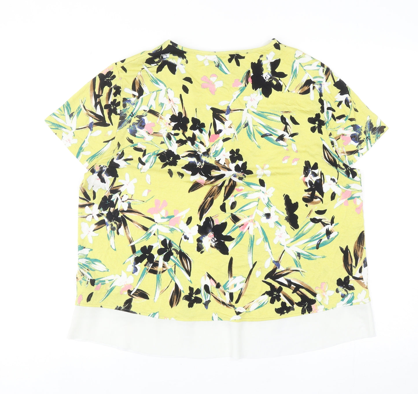 Marks and Spencer Womens Multicoloured Floral Viscose Basic Blouse Size 14 V-Neck
