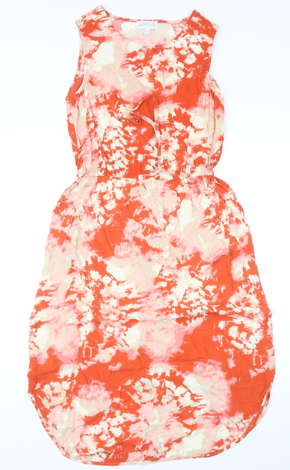 Apricot Womens Orange Geometric Viscose Tank Dress Size 8 Boat Neck Pullover