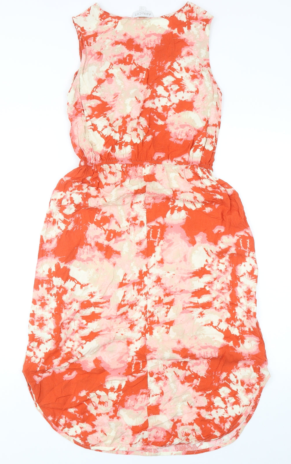 Apricot Womens Orange Geometric Viscose Tank Dress Size 8 Boat Neck Pullover