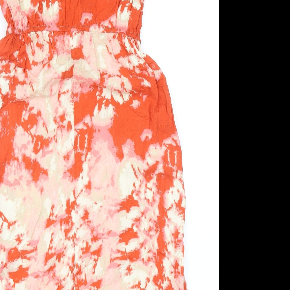 Apricot Womens Orange Geometric Viscose Tank Dress Size 8 Boat Neck Pullover