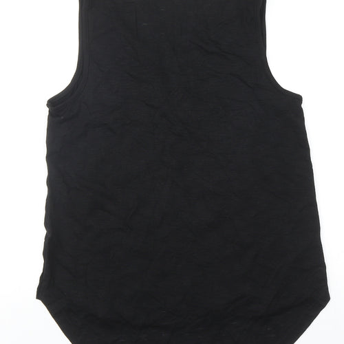 George Womens Black Geometric Viscose Basic Blouse Size 10 Round Neck
