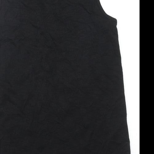 George Womens Black Geometric Viscose Basic Blouse Size 10 Round Neck