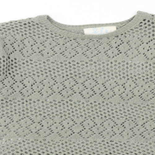 Primark Womens Green Round Neck Geometric Polyester Pullover Jumper Size XS - UK Size 6-8