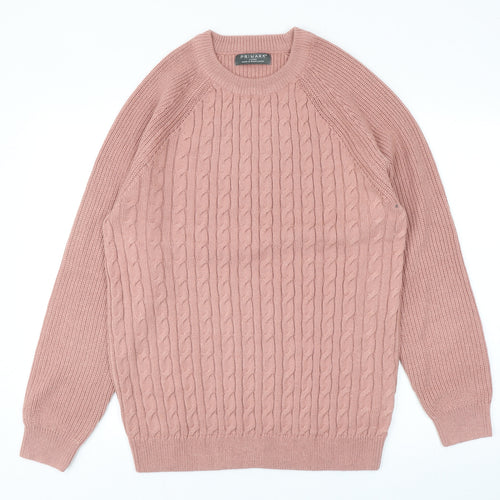 Primark Womens Pink Round Neck Cotton Pullover Jumper Size L