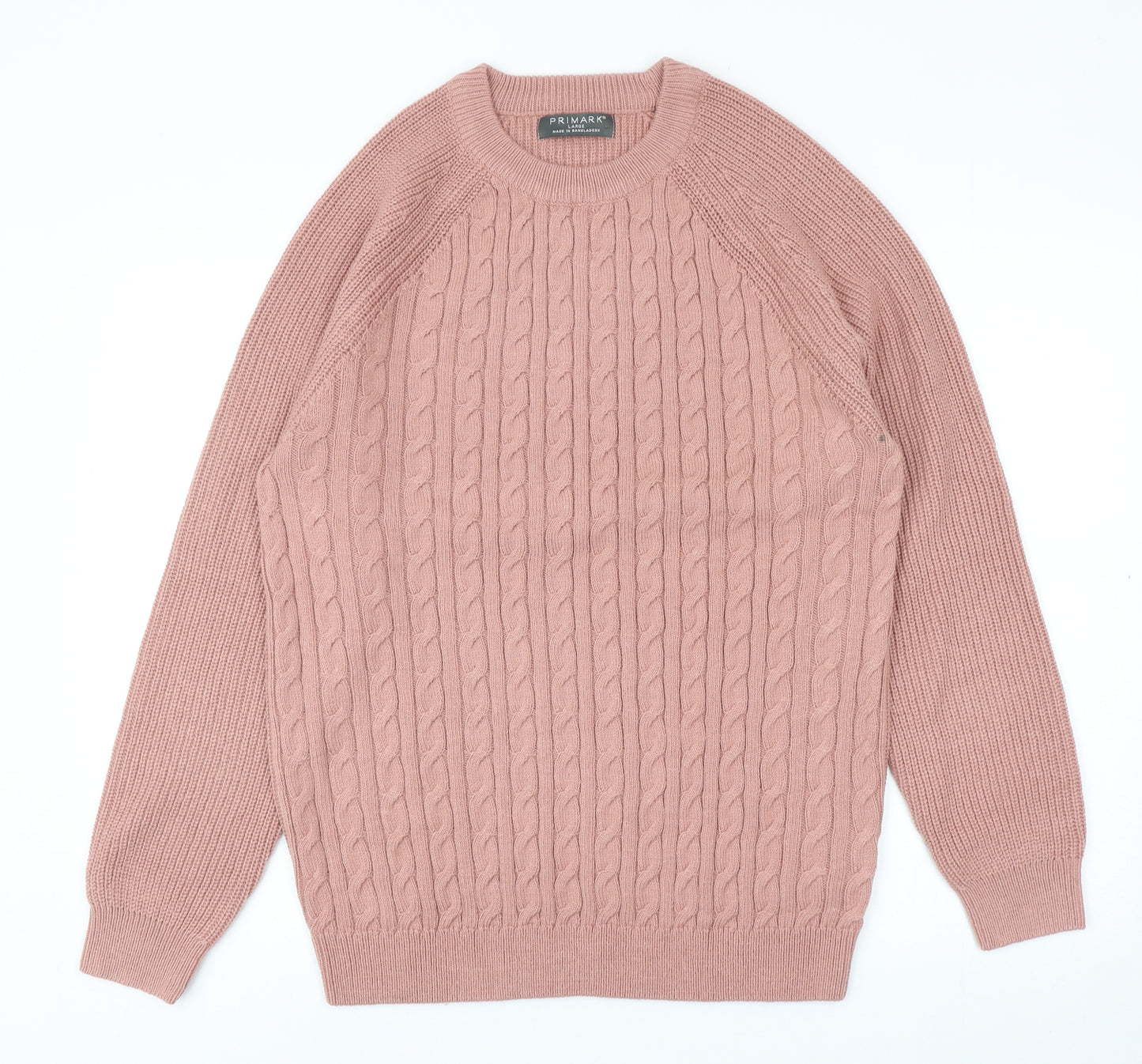 Primark Womens Pink Round Neck Cotton Pullover Jumper Size L