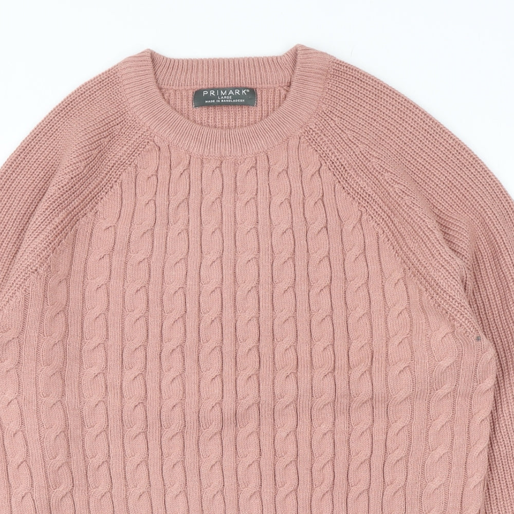 Primark Womens Pink Round Neck Cotton Pullover Jumper Size L
