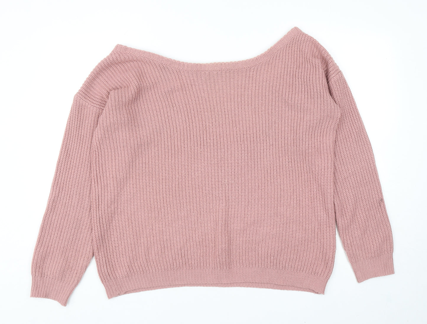Missguided Womens Pink Boat Neck Acrylic Pullover Jumper Size M