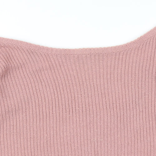 Missguided Womens Pink Boat Neck Acrylic Pullover Jumper Size M