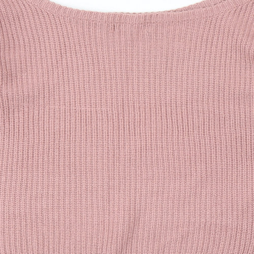 Missguided Womens Pink Boat Neck Acrylic Pullover Jumper Size M