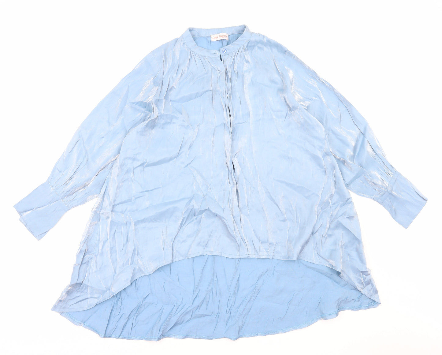 Lucy Sparks Womens Blue Viscose Basic Blouse Size L Round Neck