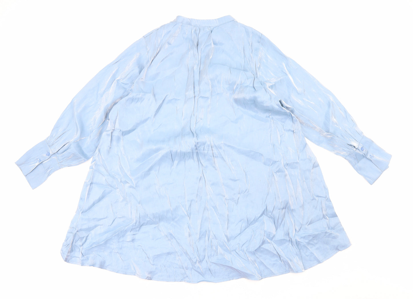 Lucy Sparks Womens Blue Viscose Basic Blouse Size L Round Neck