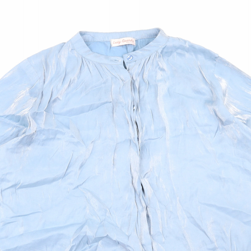 Lucy Sparks Womens Blue Viscose Basic Blouse Size L Round Neck