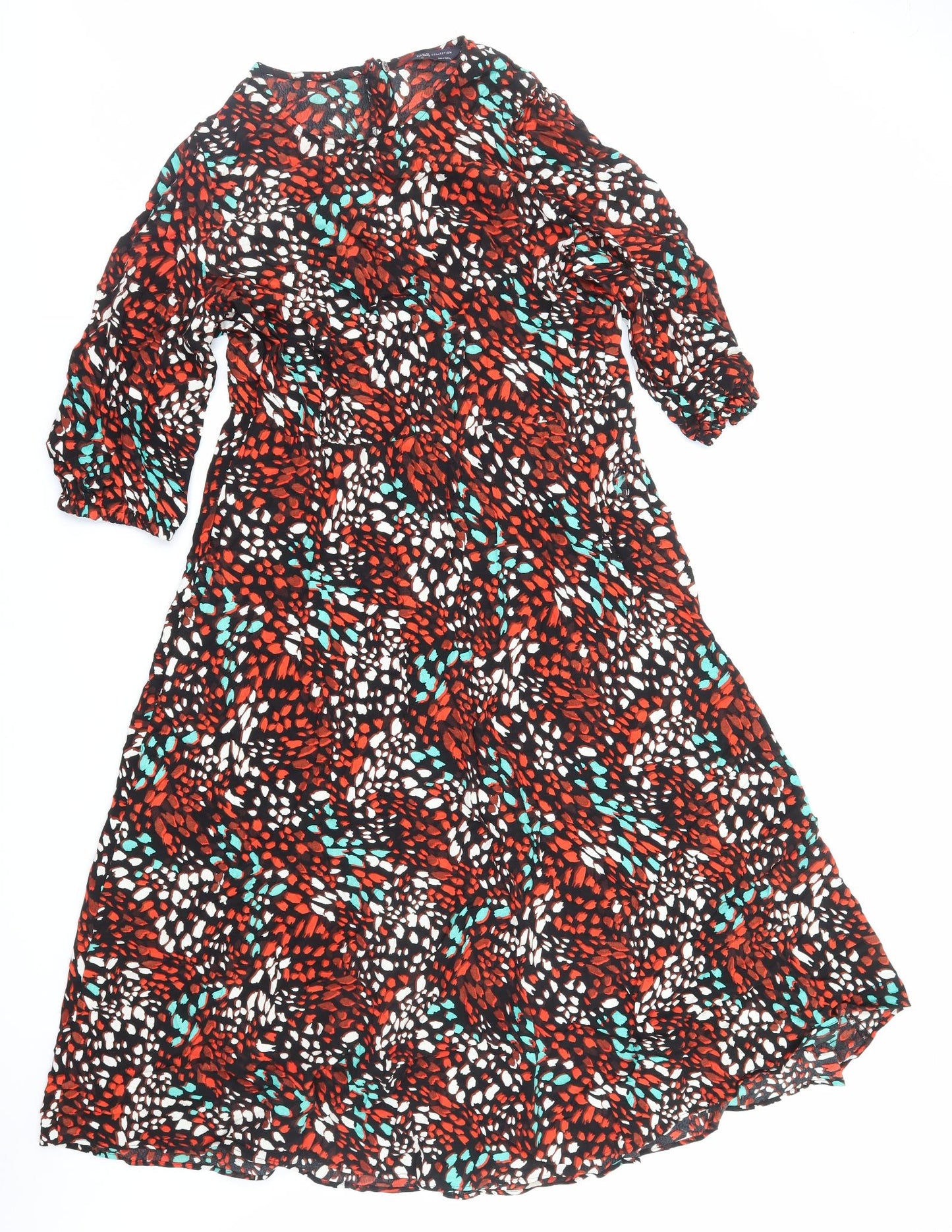 Marks and Spencer Womens Multicoloured Geometric Viscose A-Line Size 20 Round Neck Zip