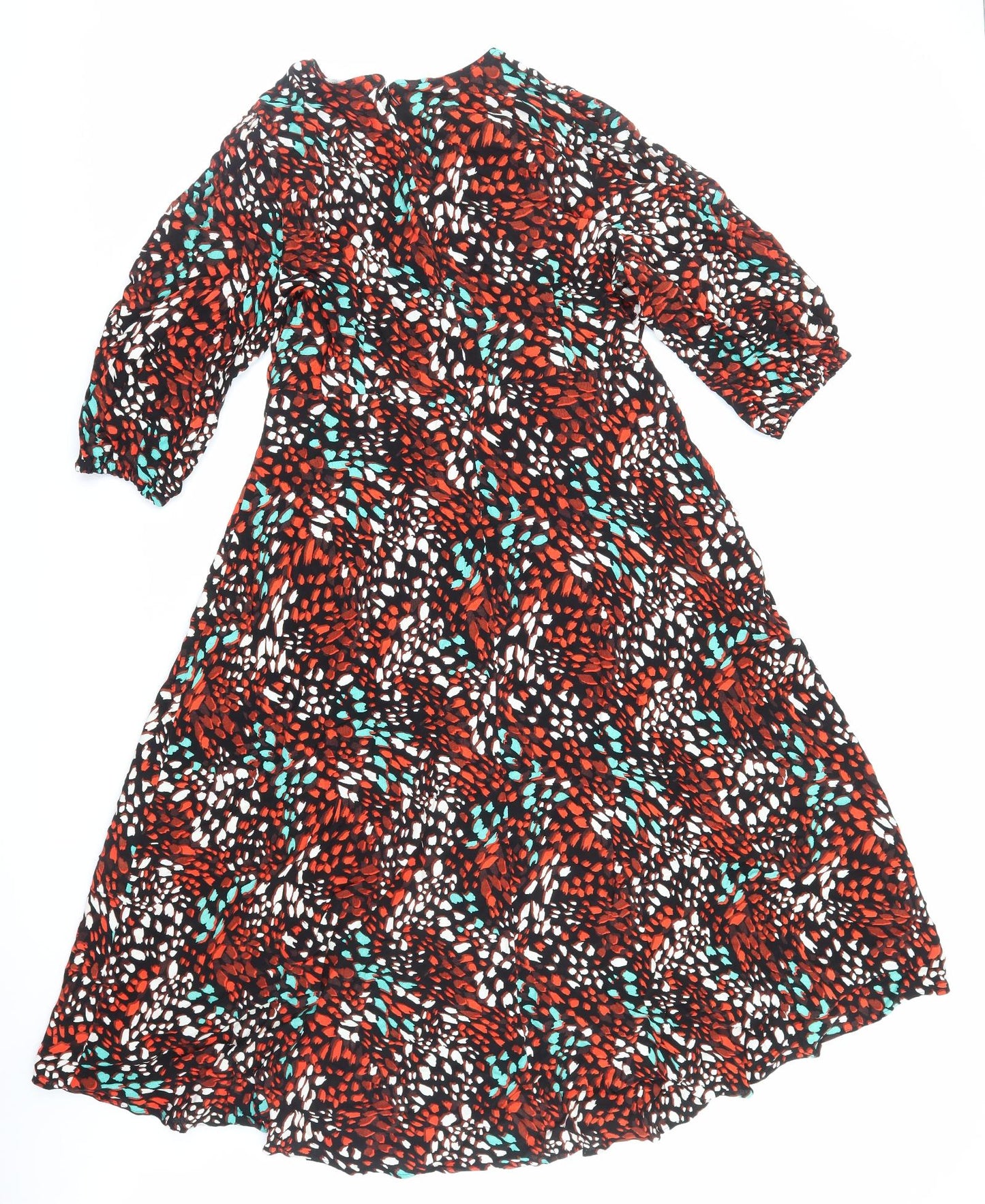 Marks and Spencer Womens Multicoloured Geometric Viscose A-Line Size 20 Round Neck Zip