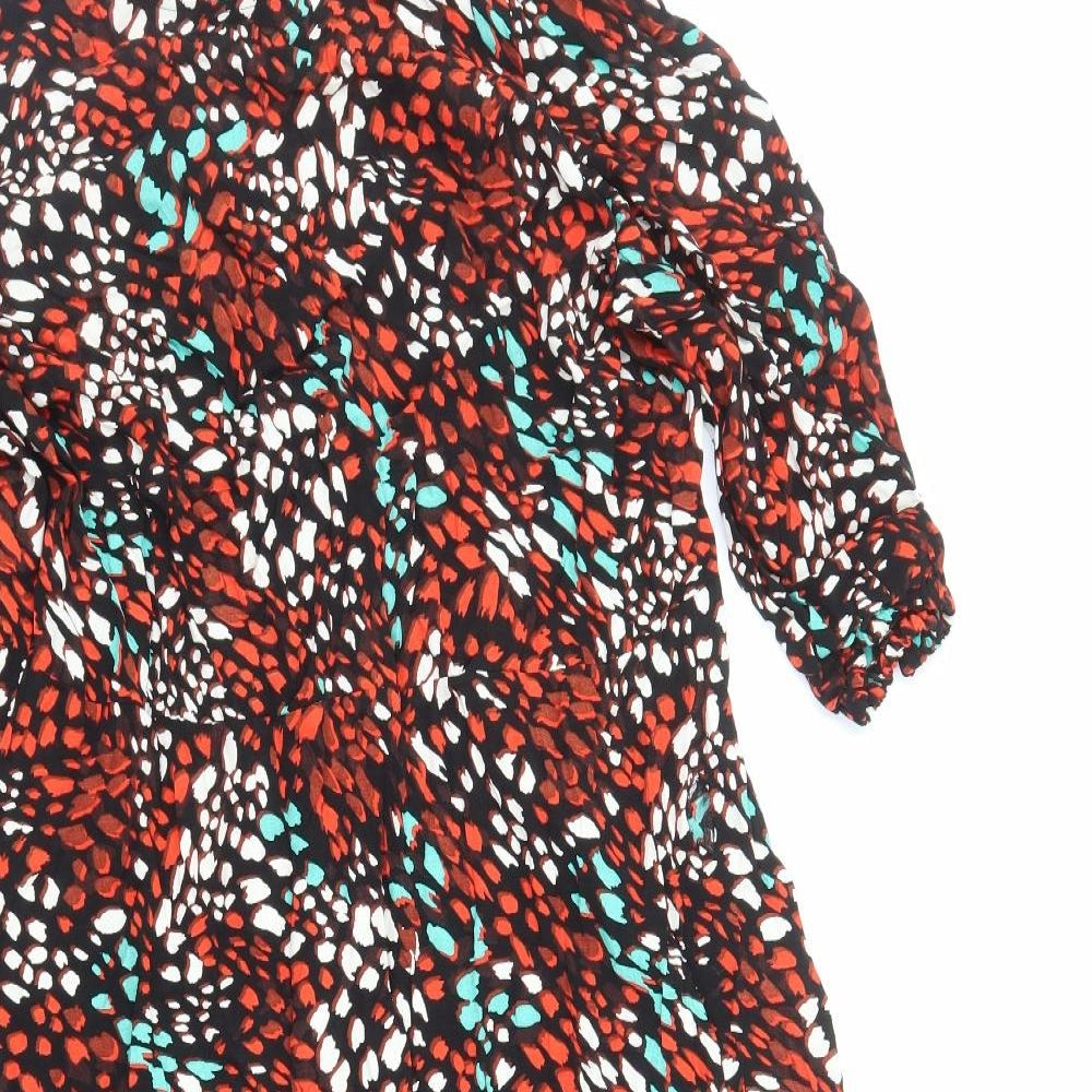 Marks and Spencer Womens Multicoloured Geometric Viscose A-Line Size 20 Round Neck Zip