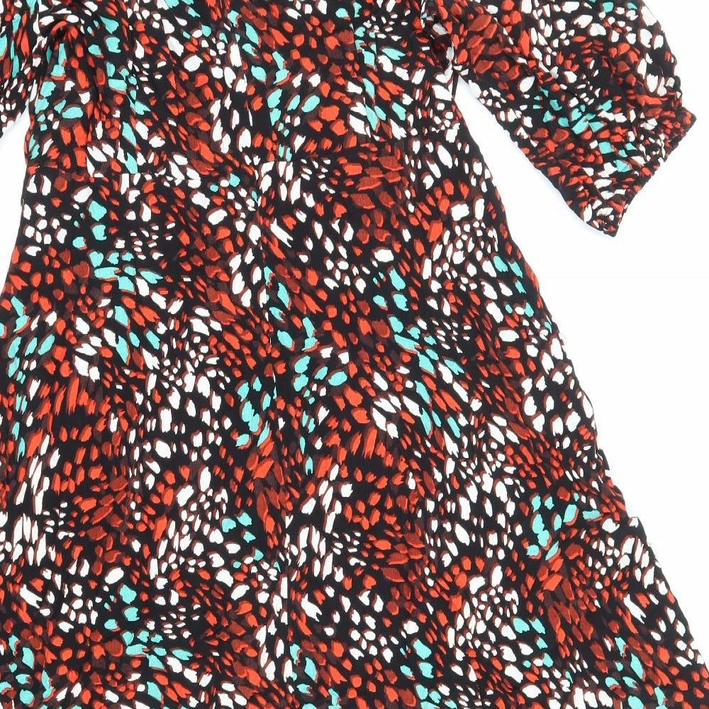 Marks and Spencer Womens Multicoloured Geometric Viscose A-Line Size 20 Round Neck Zip