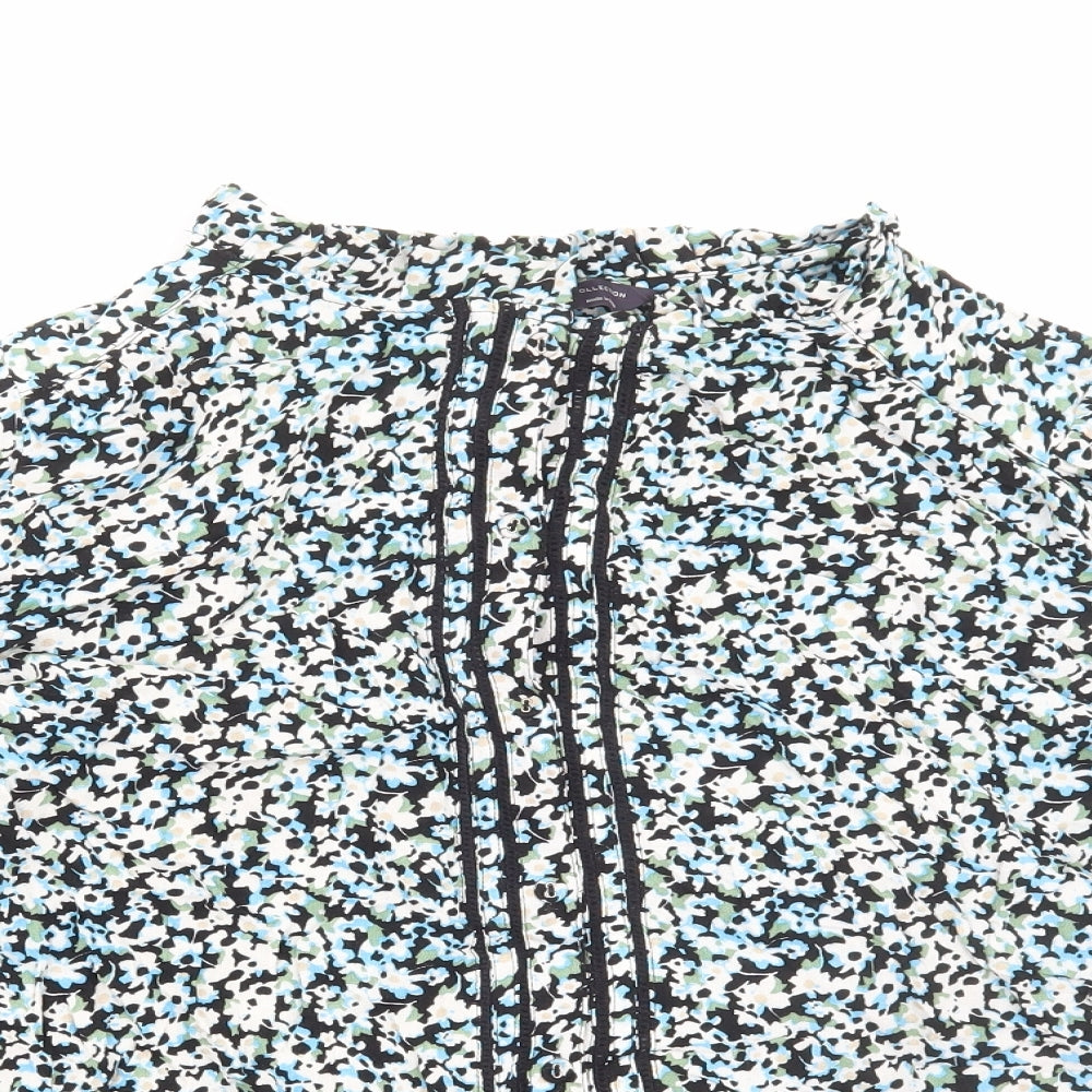 Marks and Spencer Womens Multicoloured Floral Viscose Basic Button-Up Size 18 Mock Neck