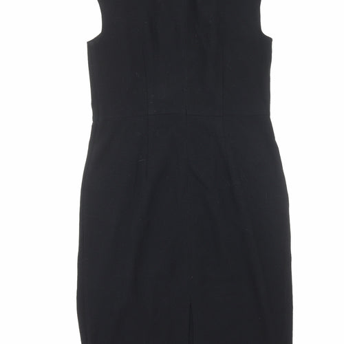 Marks and Spencer Womens Black Polyester A-Line Size 12 Round Neck Zip