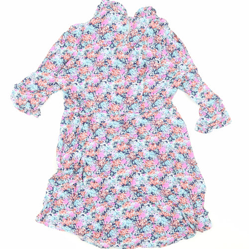 Marks and Spencer Womens Multicoloured Floral Viscose Fit & Flare Size 16 Collared Zip