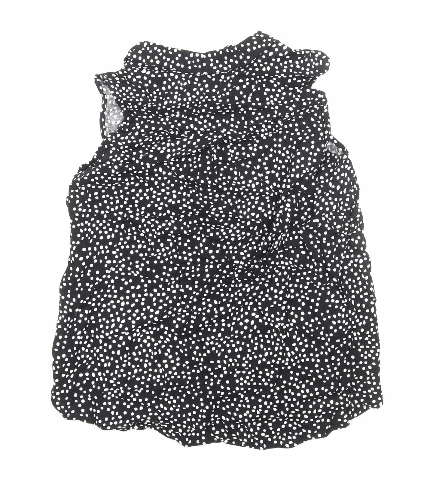 H&M Womens Black Polka Dot Viscose Basic Button-Up Size 12 Collared