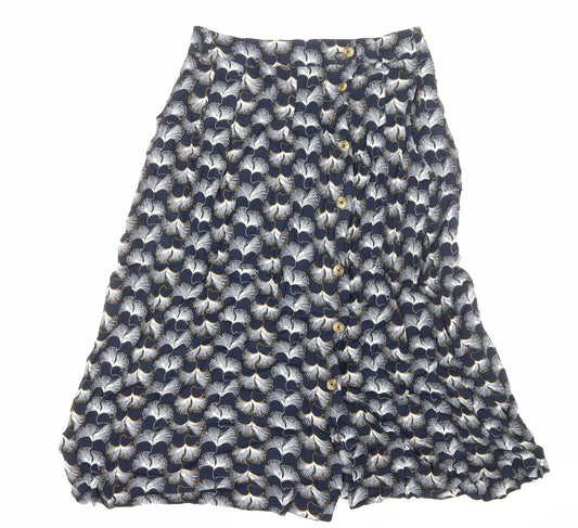 Per Una Womens Blue Geometric Viscose Flare Set Size 12 Regular Button