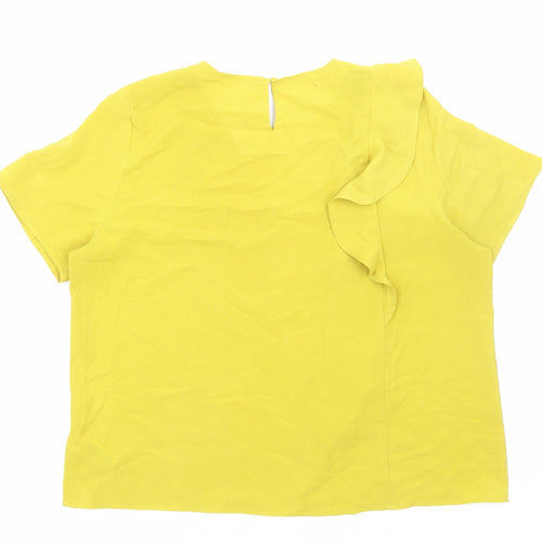 Marks and Spencer Womens Yellow Polyester Basic Blouse Size 16 Round Neck