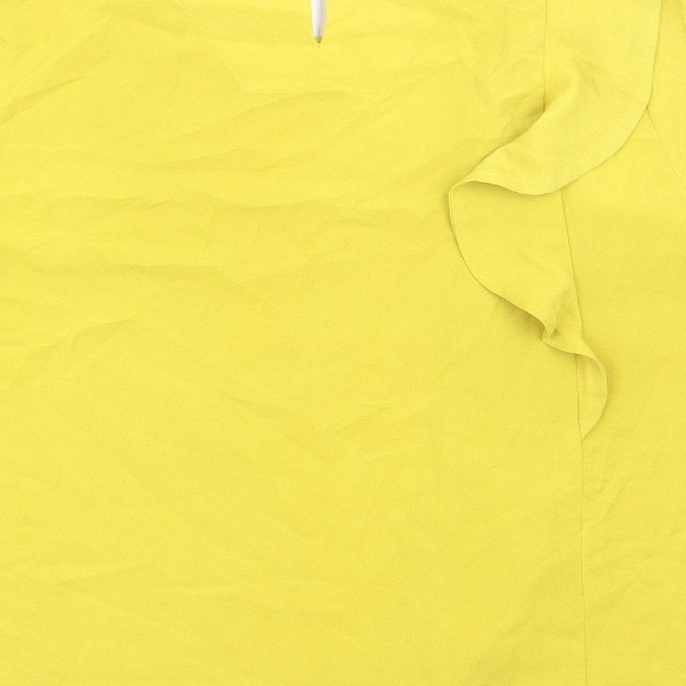 Marks and Spencer Womens Yellow Polyester Basic Blouse Size 16 Round Neck