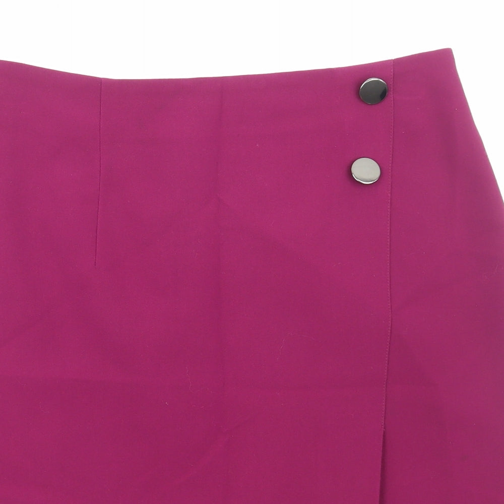 Marks and Spencer Womens Purple Polyester A-Line Skirt Size 14 Zip