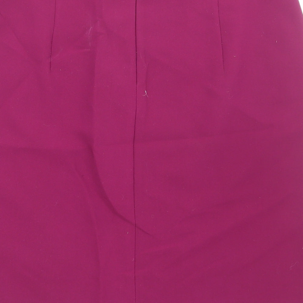 Marks and Spencer Womens Purple Polyester A-Line Skirt Size 14 Zip
