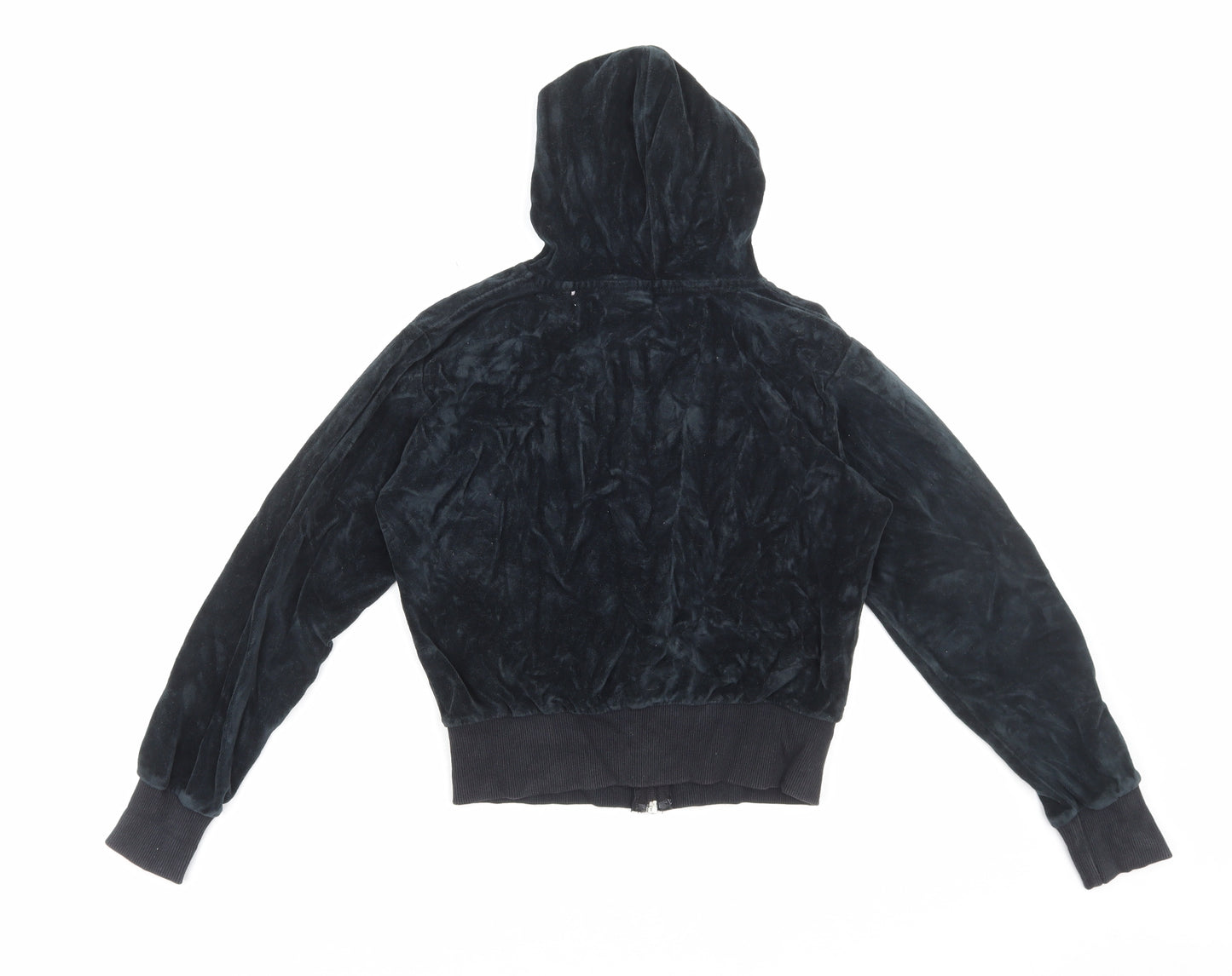 Preworn Womens Black Polyester Full Zip Hoodie Size S Zip