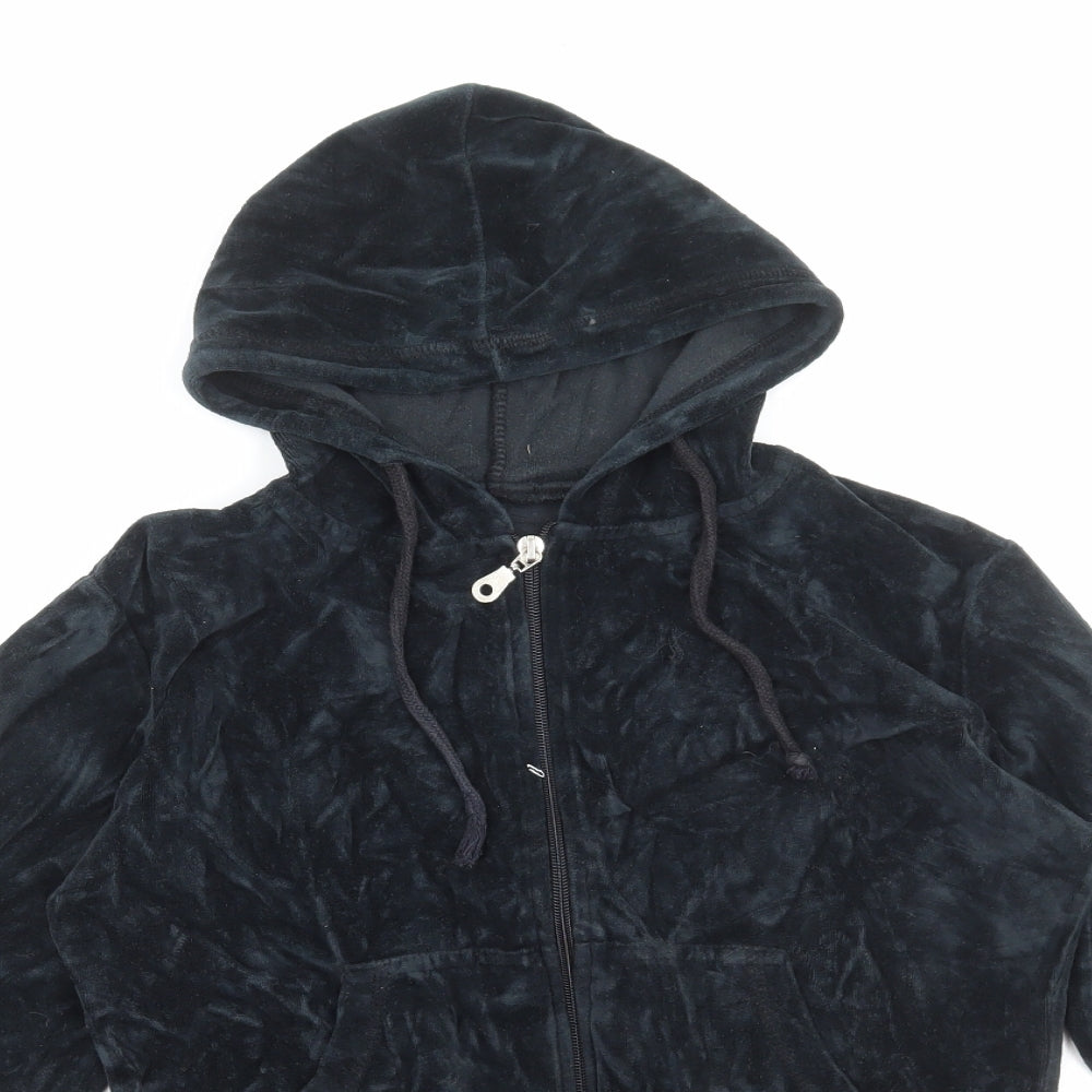 Preworn Womens Black Polyester Full Zip Hoodie Size S Zip