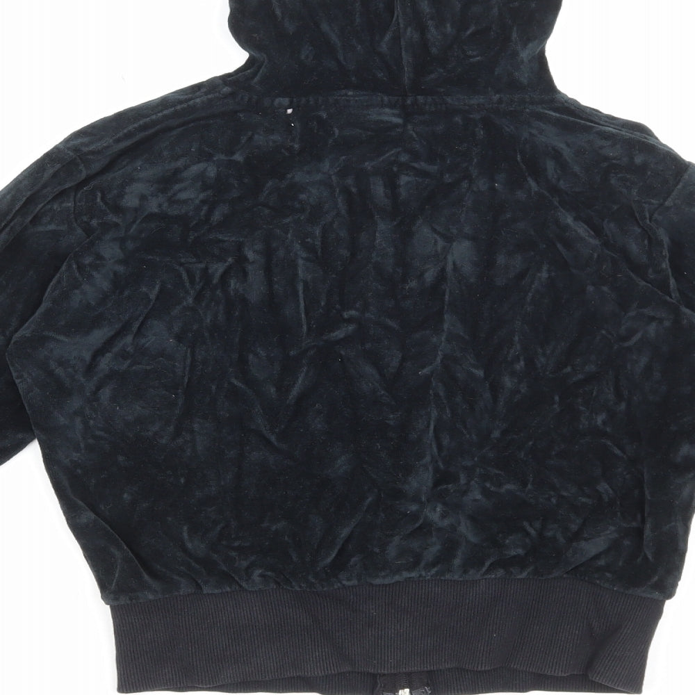 Preworn Womens Black Polyester Full Zip Hoodie Size S Zip